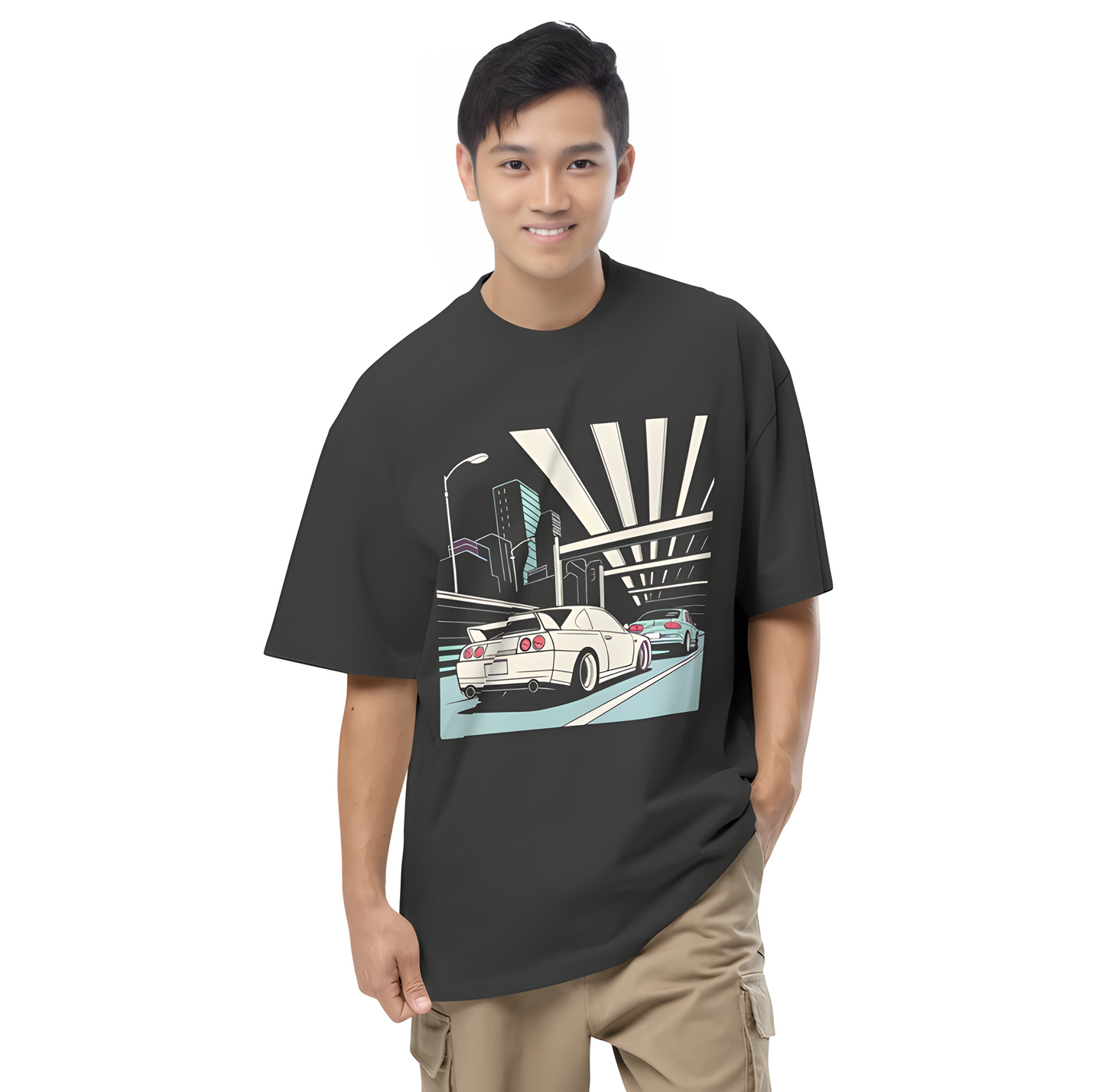 Wangan Midnight JDM Oversized T-Shirt - Skyline & Supra